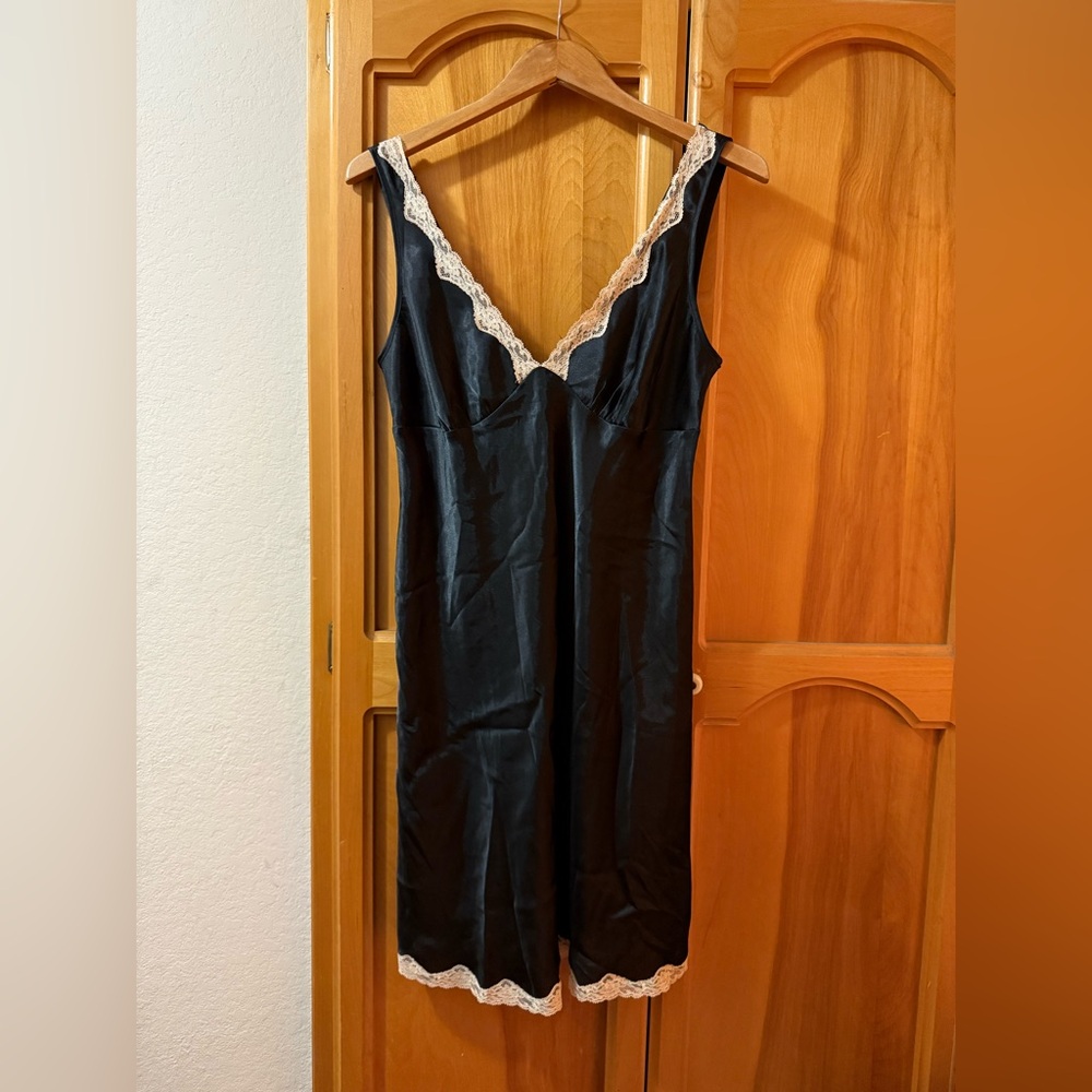 Victoria's Secret Black Chemise with Lace Trim